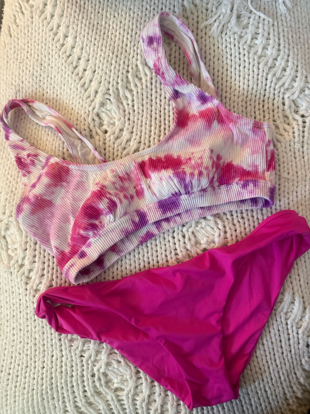 Victoria's Secret Pink & Purple Tie-Dye Ribbed Bikini Set